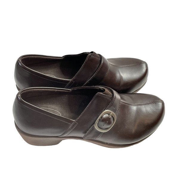 Safe T Step Women's Brown Faux Leather Slip Resistant Clogs Size 7 - Picture 1 of 4